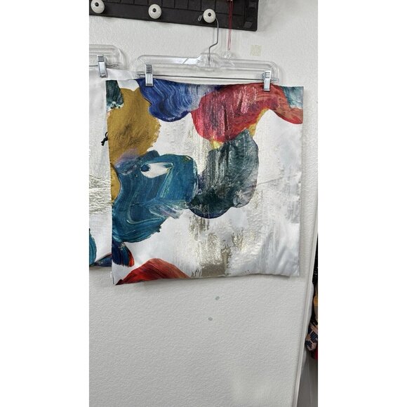West Elm Set Of 2 Pillow Covers Shams Abstract Watercolor Silver Metallic  NWT - Picture 9 of 11